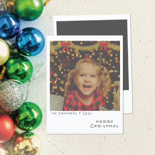 Retro Christmas Photo Card - Gold & Red Garland