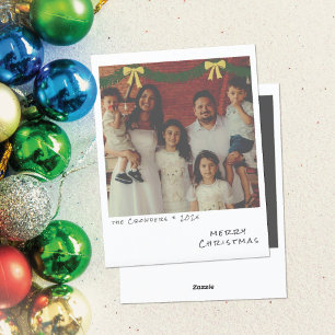 Retro Christmas Photo Card - Green & Gold Garland