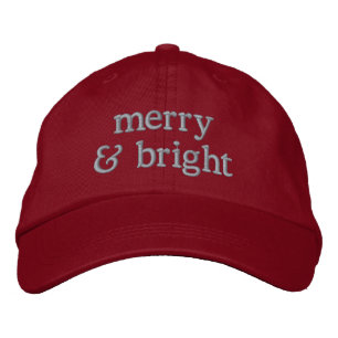 Retro Christmas Pink Red Merry Bright Custom Chic Embroidered Baseball Cap