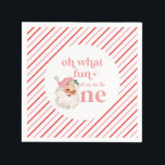 Retro Christmas pink Santa First Birthday Napkins<br><div class="desc">Retro Christmas Santa first birthday party with retro style pink santa and pink and red stripes. Oh what fun it is to be one!</div>