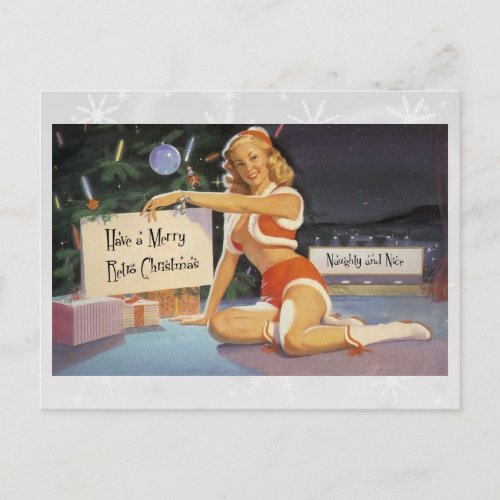 Retro Christmas Pinup Holiday Postcard