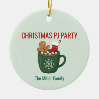 Retro Christmas PJ Party Hot Cocoa Ornament