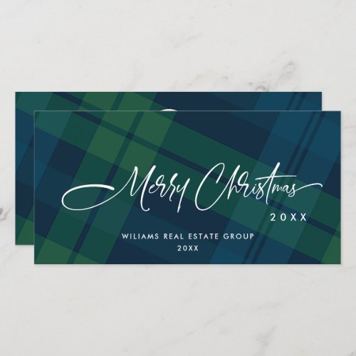 Retro Christmas Plaid Corporate Greeting Holiday Card
