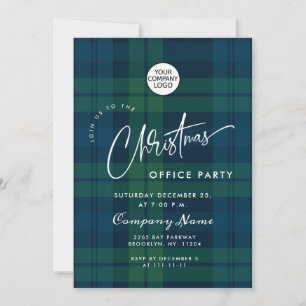 Retro Christmas Plaid Corporate Holiday Party Invitation
