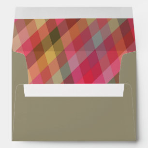 Retro Christmas Plaid Earthy Sage Green Holiday Envelope