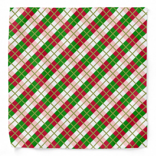 Retro Christmas Plaid Pattern Bandana (Front)