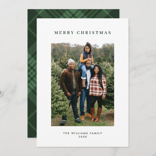 Retro Christmas Plaid Tartan Greeting Photo Holiday Card