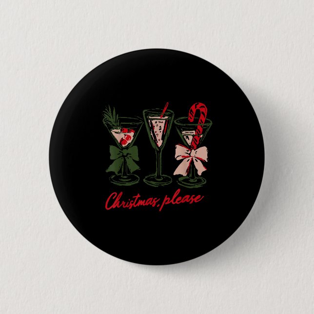 Retro Christmas Please Retro Festive Tail Coquette Button (Front)