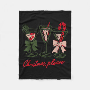 Retro Christmas Please Retro Festive Tail Coquette Fleece Blanket