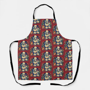 Retro Christmas Poodle Vintage 1950's Holiday Dog  Apron