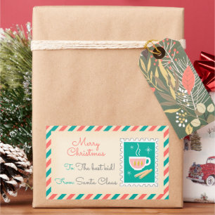 Retro Christmas Postage Stamps Labels - Chocolate