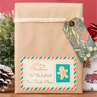 Retro Christmas Postage Stamps Labels - Cookie