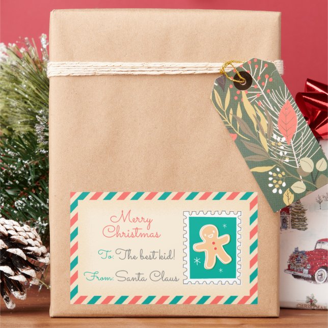 Retro Christmas Postage Stamps Labels - Cookie (Holiday)