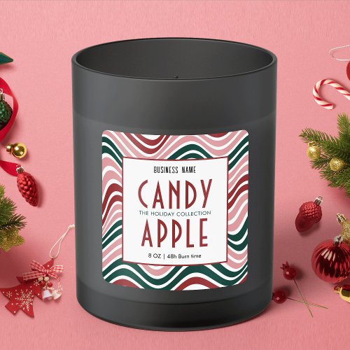 Retro Christmas Product Packaging Red Green Square Sticker