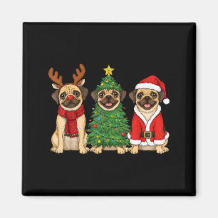 Retro Christmas Puggle Santa Reindeer Dog Lover  Magnet