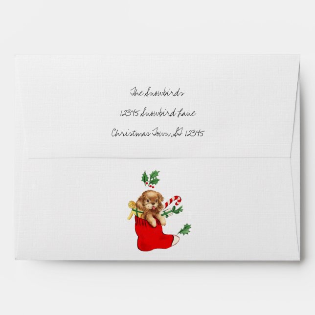 Retro Christmas Puppy Envelope (Back (Top Flap))