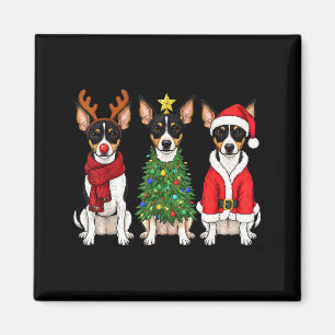 Retro Christmas Rat Terrier Santa Reindeer Dog Lov Magnet