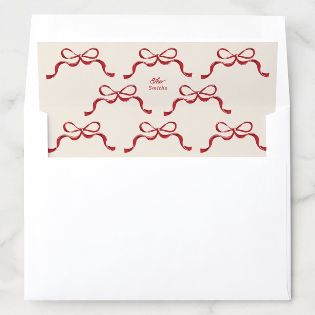 Retro Christmas Red Bows Modern Holiday  Envelope Liner (In Envelope)