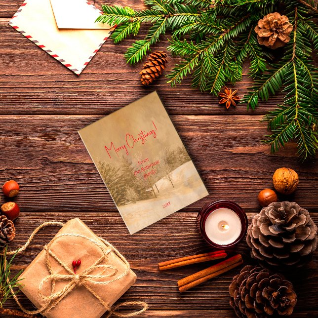 Retro Christmas red typography  Postcard (Creator Uploaded)