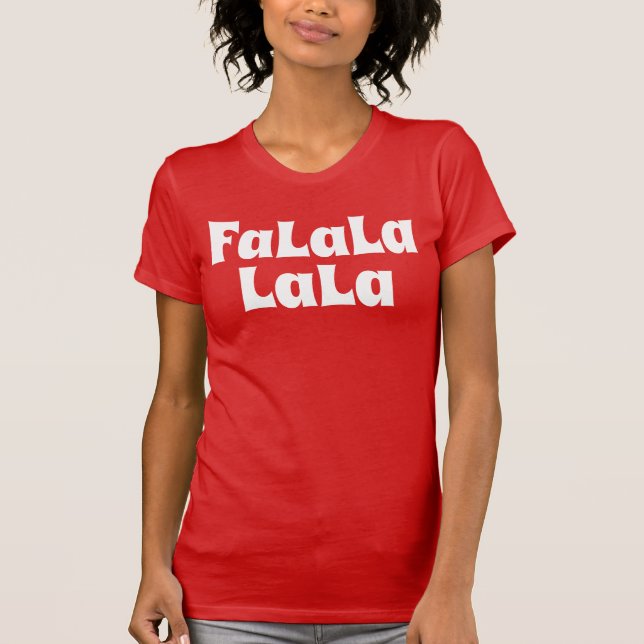 Retro Christmas Red White Fa La La T-Shirt (Front)