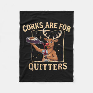Retro Christmas Reindeer Drink Wine Corks Are For Fleece Blanket