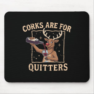 Retro Christmas Reindeer Drink Wine Corks Are For Mouse Pad