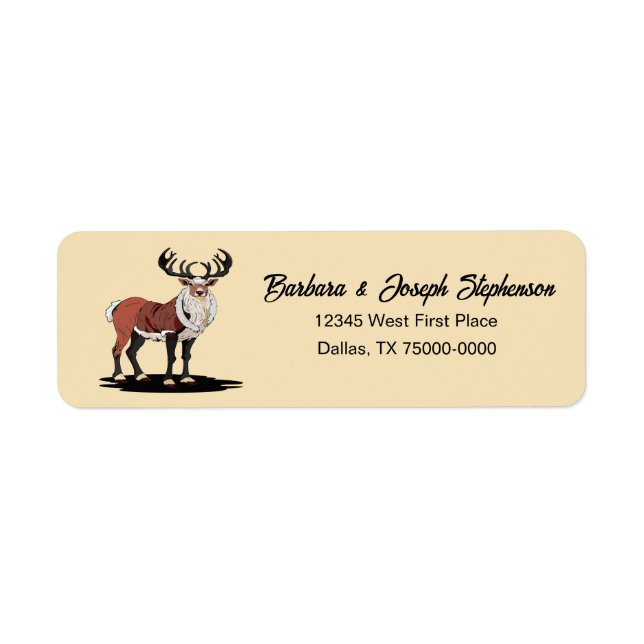 Retro Christmas Reindeer Return Address Label (Front)