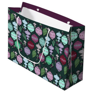 Retro Christmas Reload - Cool Pastels on Pine Large Gift Bag