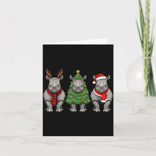 Retro Christmas Rhino Santa Reindeer Safari Animal Card