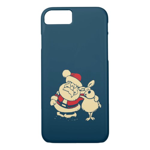 Retro Christmas Santa and his Reindeer Buddy iPhone 87 Case