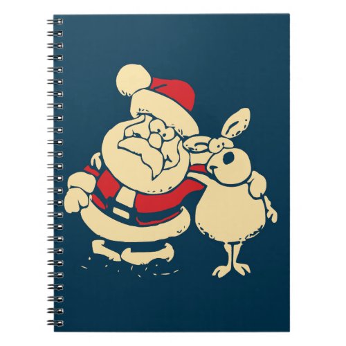 Retro Christmas Santa and his Reindeer Buddy Notebook