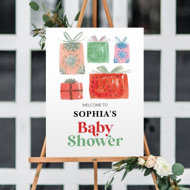 Retro Christmas Santa Baby Shower Welcome Sign (Creator Uploaded)
