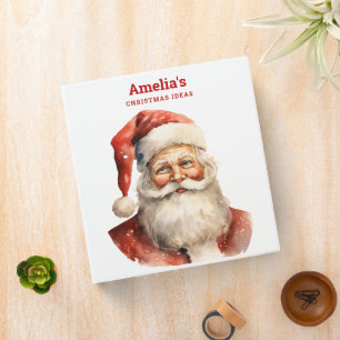 Retro Christmas Santa Claus 3 Ring Binder
