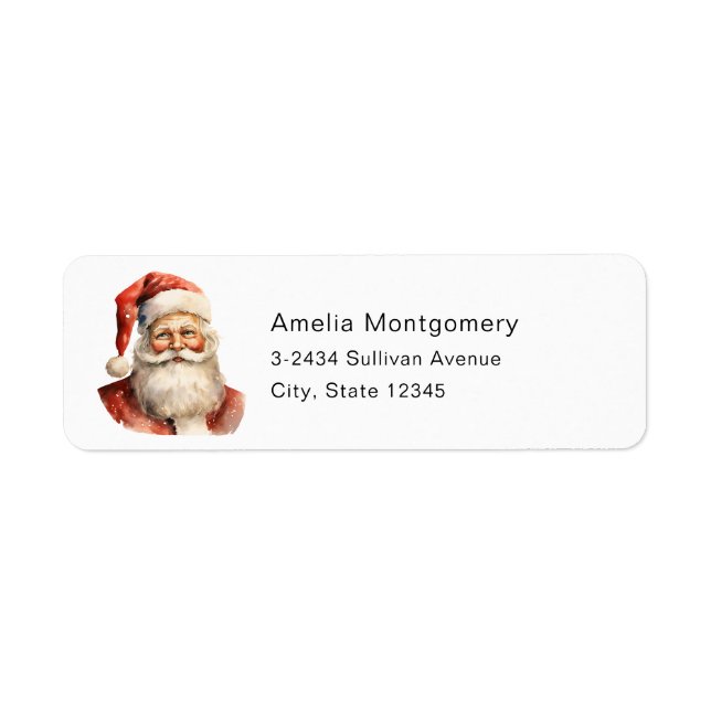Retro Christmas Santa Claus - Address Label (Front)