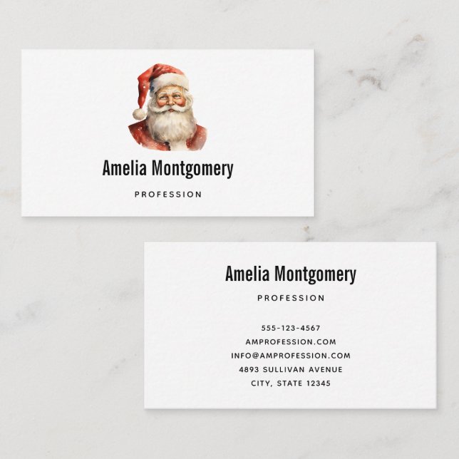 Retro Christmas Santa Claus Business Card (Front/Back)