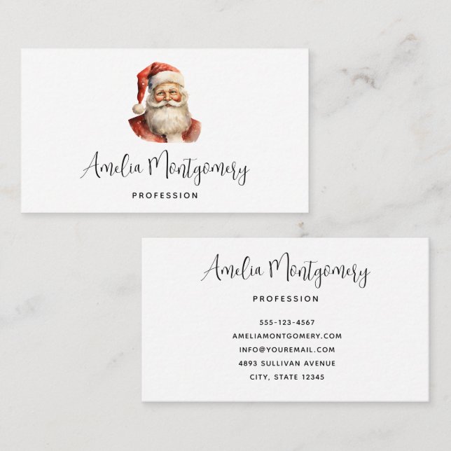 Retro Christmas Santa Claus Business Card (Front/Back)
