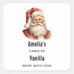 Retro Christmas Santa Claus - Candle Business Square Sticker