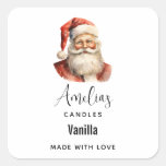 Retro Christmas Santa Claus - Candle Business Square Sticker