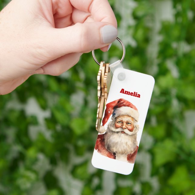 Retro Christmas Santa Claus Keychain (Hand)