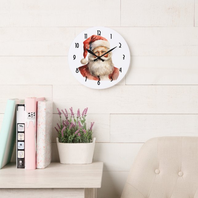 Retro Christmas Santa Claus Large Clock (Reading Room)
