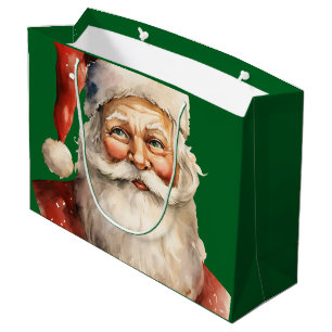 Retro Christmas Santa Claus Large Gift Bag