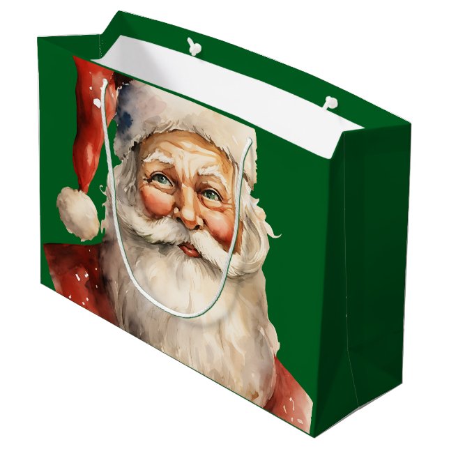 Retro Christmas Santa Claus Large Gift Bag (Back Angled)