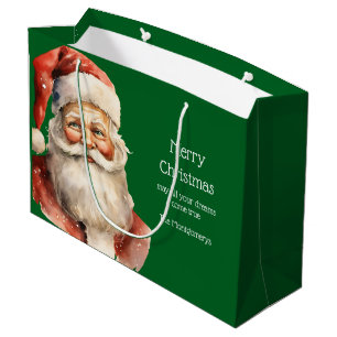 Retro Christmas Santa Claus Large Gift Bag