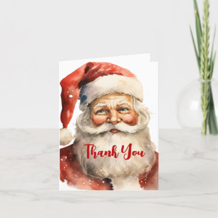 Retro Christmas Santa Claus Letterpress Thank You Card