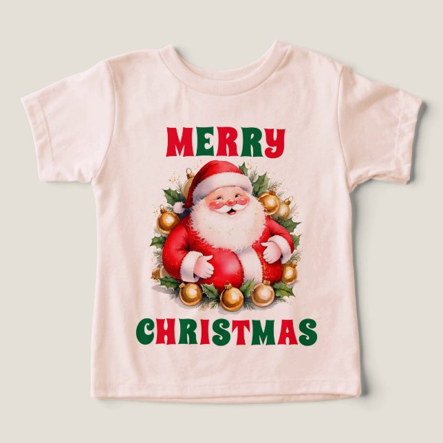 Retro Christmas Santa Claus Merry Christmas Santa Toddler T-shirt (Design Front)