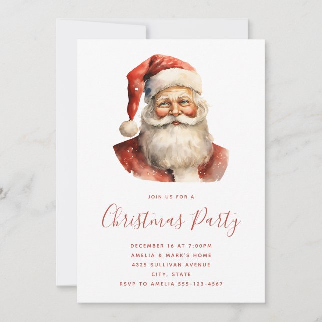 Retro Christmas Santa Claus Party Invitation (Front)