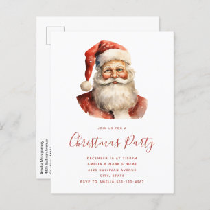 Retro Christmas Santa Claus Party Invitation Postcard