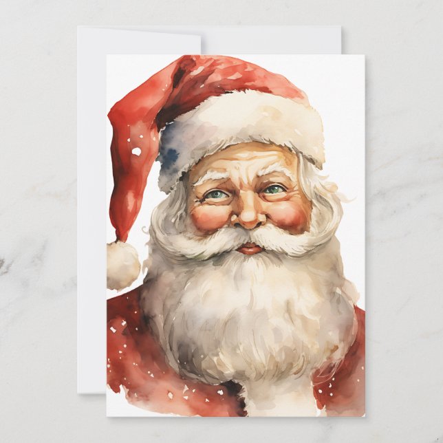 Retro Christmas Santa Claus Party Text on Back Invitation (Front)