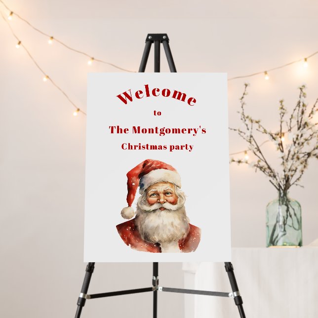 Retro Christmas Santa Claus Party Welcome Foam Board (In Situ (Stand))