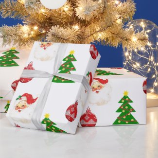 Retro Christmas Santa Claus Pattern Wrapping Paper